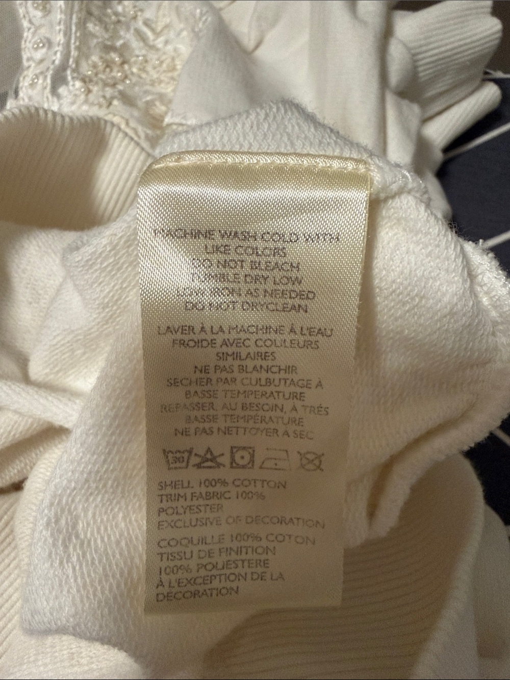 Anthropologie White Embroidered Puff-Sleeve Sweatshirt - Picture 5 of 6